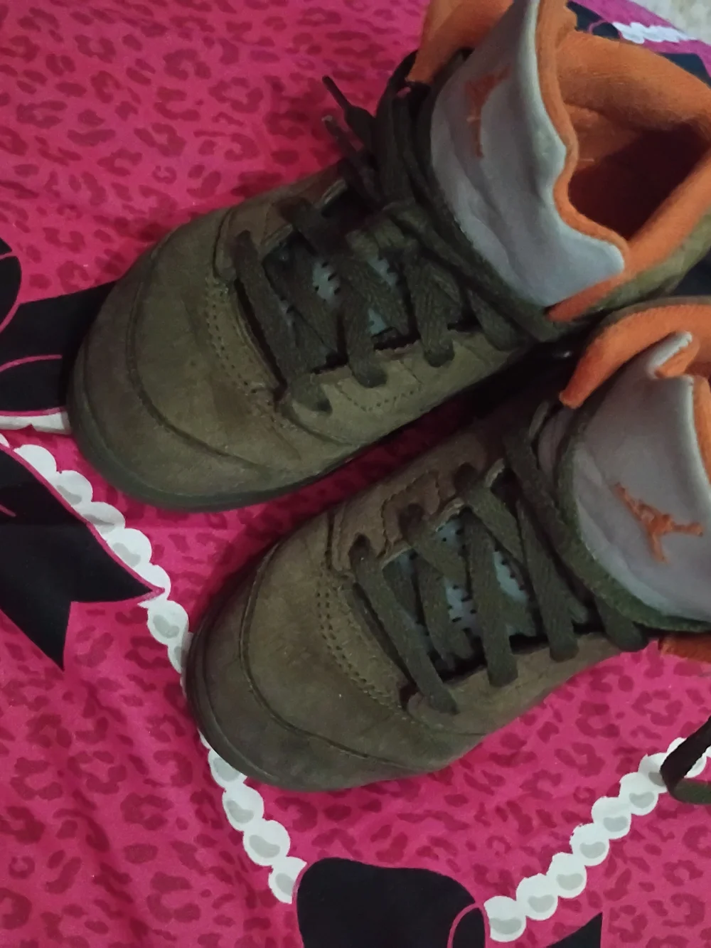 Jordan Kids Brown Suede Sneakers with Orange Accents
